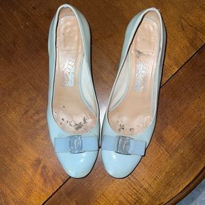 Patent Light Blue Ferragamo Shoes
